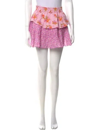 Pre-owned Loveshackfancy Floral Print Mini Skirt In Multi