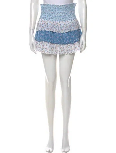 Pre-owned Loveshackfancy Floral Print Mini Skirt In Multi
