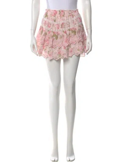Pre-owned Loveshackfancy Floral Print Mini Skirt In Multi