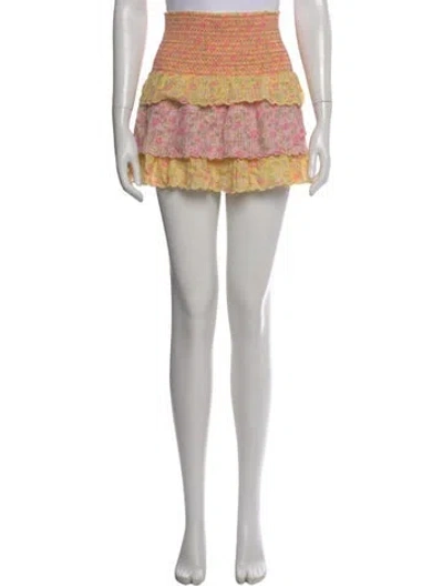 Pre-owned Loveshackfancy Floral Print Mini Skirt In Multi