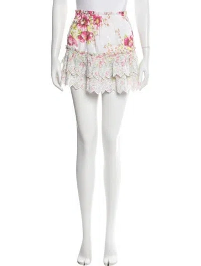 Pre-owned Loveshackfancy Floral Print Mini Skirt In Multi