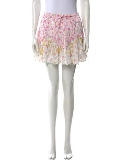 Pre-owned Loveshackfancy Floral Print Mini Skirt In Multi