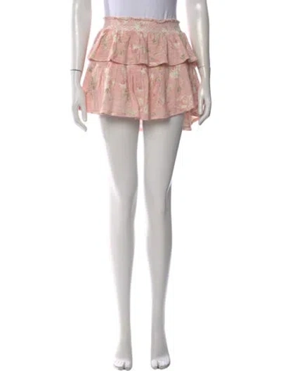 Pre-owned Loveshackfancy Floral Print Mini Skirt In Multi