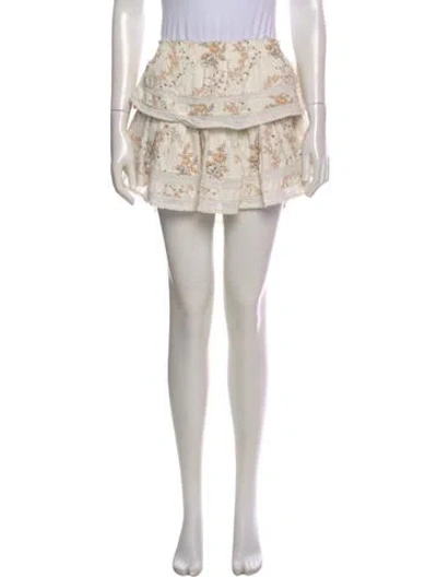 Pre-owned Loveshackfancy Floral Print Mini Skirt In Neutral