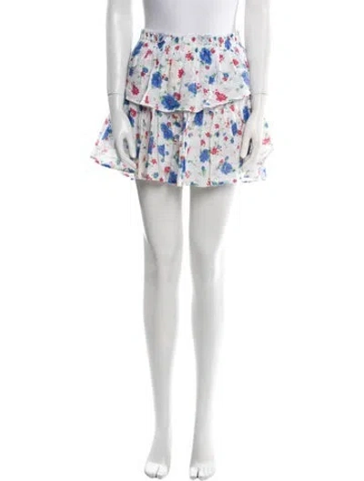 Pre-owned Loveshackfancy Floral Print Mini Skirt In Neutral