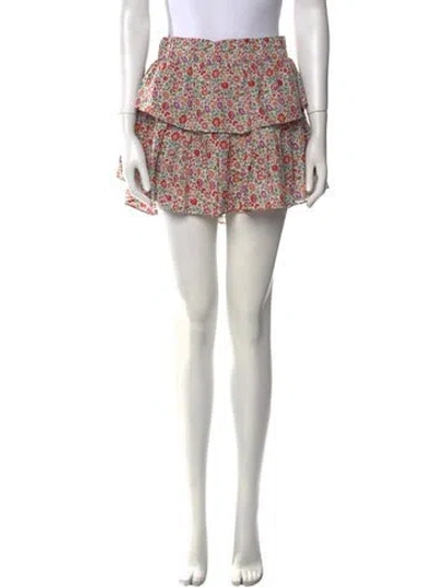 Pre-owned Loveshackfancy Floral Print Mini Skirt In Neutral
