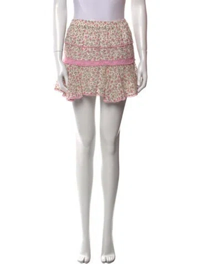 Pre-owned Loveshackfancy Floral Print Mini Skirt In Neutral
