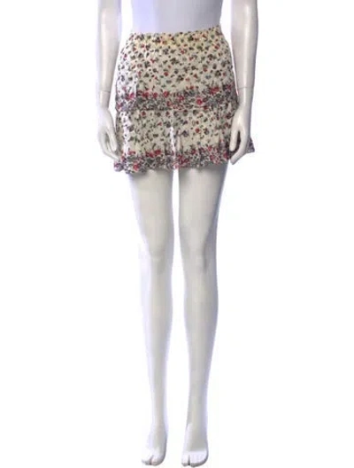 Pre-owned Loveshackfancy Floral Print Mini Skirt In Neutral