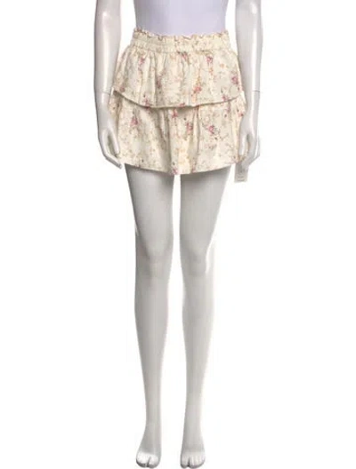 Pre-owned Loveshackfancy Floral Print Mini Skirt In Neutral