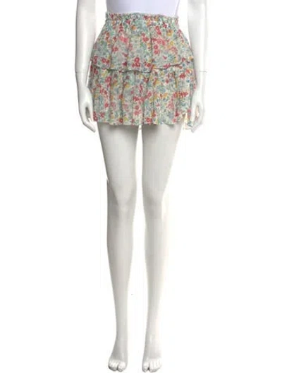 Pre-owned Loveshackfancy Floral Print Mini Skirt In Neutral