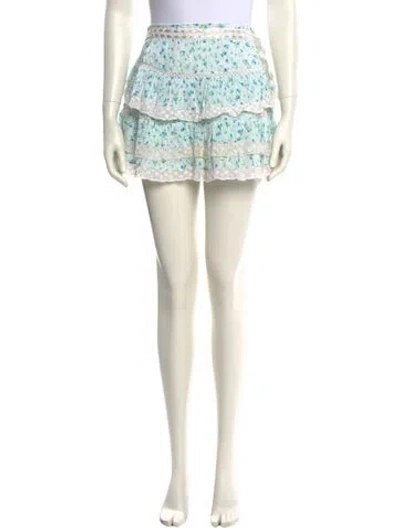 Pre-owned Loveshackfancy Floral Print Mini Skirt In Neutral
