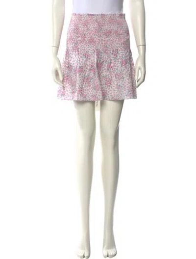 Pre-owned Loveshackfancy Floral Print Mini Skirt In Neutral