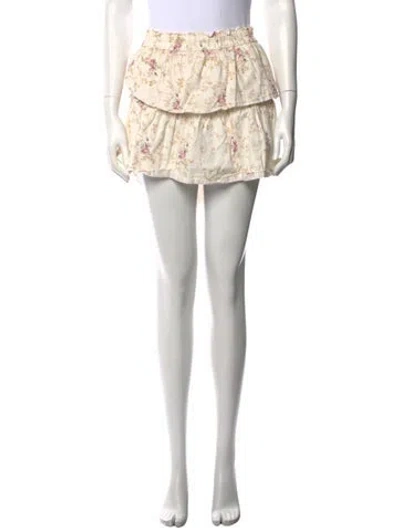 Pre-owned Loveshackfancy Floral Print Mini Skirt In Neutral