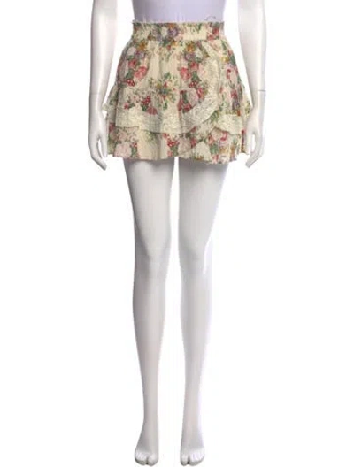 Pre-owned Loveshackfancy Floral Print Mini Skirt In Neutral