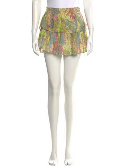 Pre-owned Loveshackfancy Floral Print Mini Skirt In Neutral