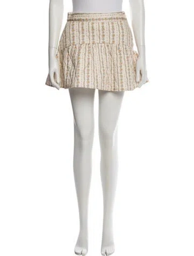 Pre-owned Loveshackfancy Floral Print Mini Skirt In Neutral