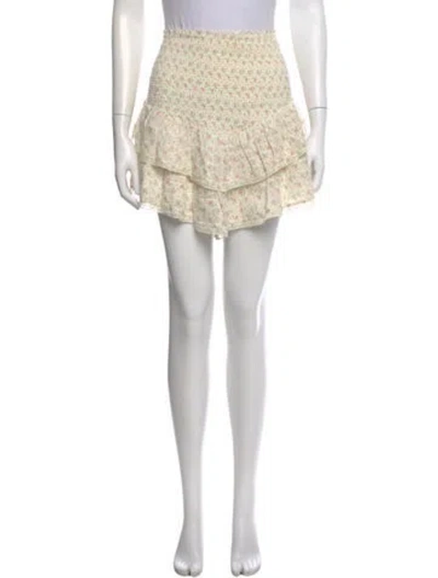 Pre-owned Loveshackfancy Floral Print Mini Skirt In Neutral