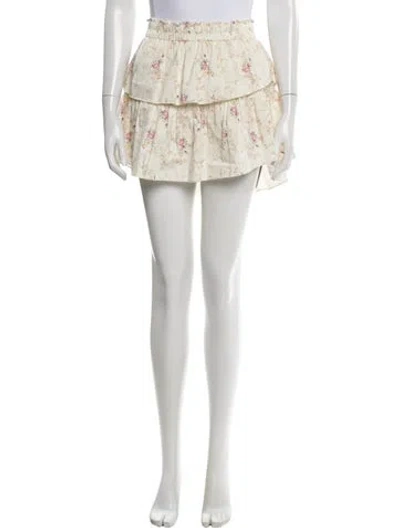 Pre-owned Loveshackfancy Floral Print Mini Skirt In Neutral