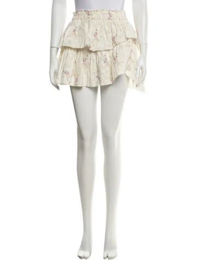 Pre-owned Loveshackfancy Floral Print Mini Skirt In Neutral