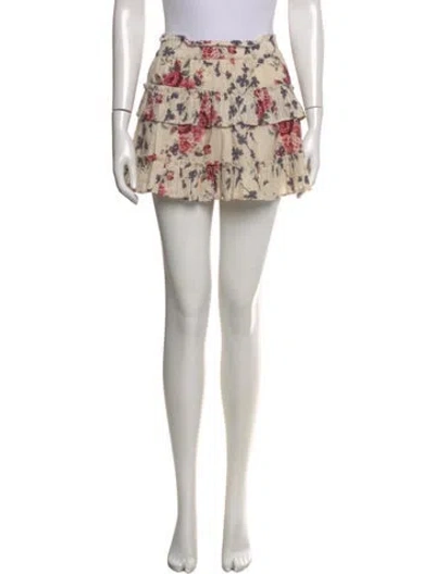 Pre-owned Loveshackfancy Floral Print Mini Skirt In Neutral
