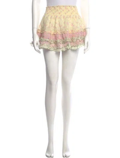 Pre-owned Loveshackfancy Floral Print Mini Skirt In Neutral