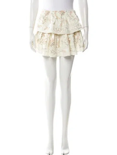 Pre-owned Loveshackfancy Floral Print Mini Skirt In Neutral