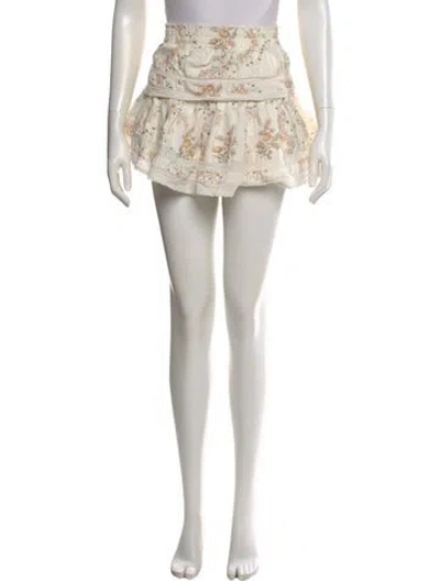 Pre-owned Loveshackfancy Floral Print Mini Skirt In Neutral