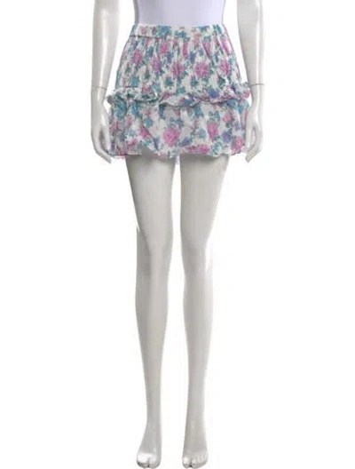 Pre-owned Loveshackfancy Floral Print Mini Skirt In Neutral
