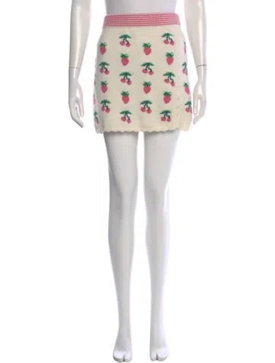 Pre-owned Loveshackfancy Floral Print Mini Skirt In Neutral
