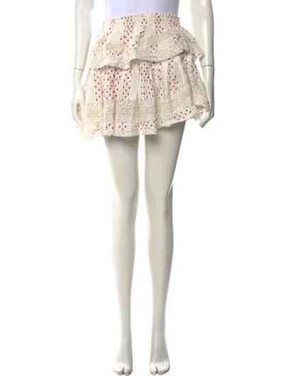 Pre-owned Loveshackfancy Floral Print Mini Skirt In Neutral