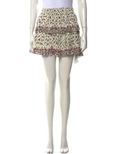 Pre-owned Loveshackfancy Floral Print Mini Skirt In Neutral