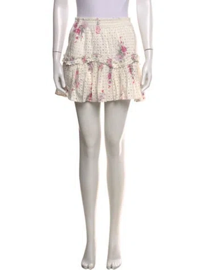 Pre-owned Loveshackfancy Floral Print Mini Skirt In Neutral