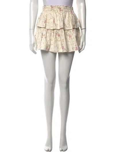 Pre-owned Loveshackfancy Floral Print Mini Skirt In Neutral