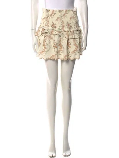 Pre-owned Loveshackfancy Floral Print Mini Skirt In Neutral