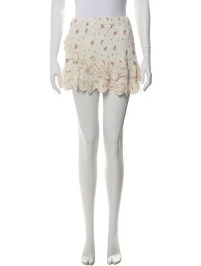 Pre-owned Loveshackfancy Floral Print Mini Skirt In Neutral