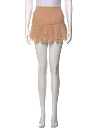 Pre-owned Loveshackfancy Floral Print Mini Skirt In Neutral