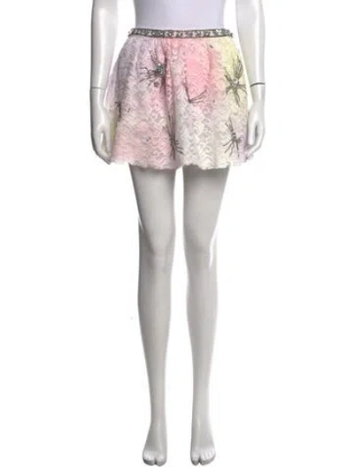 Pre-owned Loveshackfancy Floral Print Mini Skirt In Neutrals