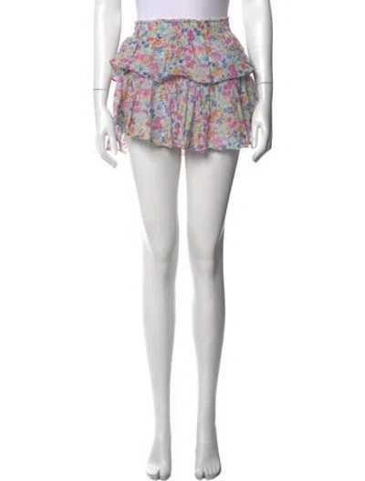 Pre-owned Loveshackfancy Floral Print Mini Skirt In Neutrals