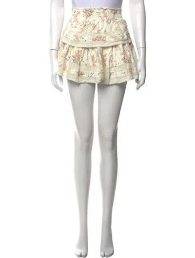 Pre-owned Loveshackfancy Floral Print Mini Skirt In Neutrals