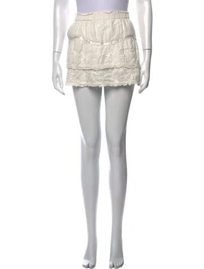 Pre-owned Loveshackfancy Floral Print Mini Skirt In Neutrals