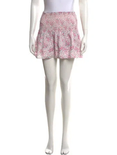 Pre-owned Loveshackfancy Floral Print Mini Skirt In Neutrals