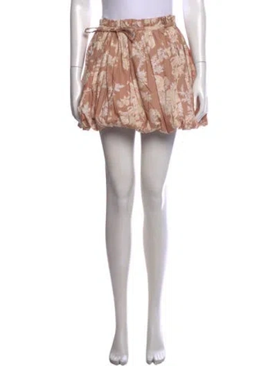 Pre-owned Loveshackfancy Floral Print Mini Skirt In Neutrals