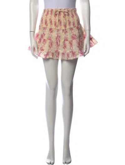 Pre-owned Loveshackfancy Floral Print Mini Skirt In Neutrals