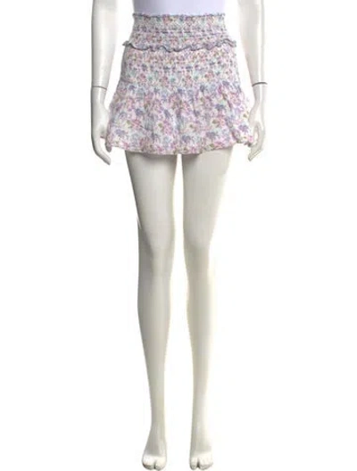 Pre-owned Loveshackfancy Floral Print Mini Skirt In Neutrals