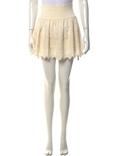 Pre-owned Loveshackfancy Floral Print Mini Skirt In Neutrals