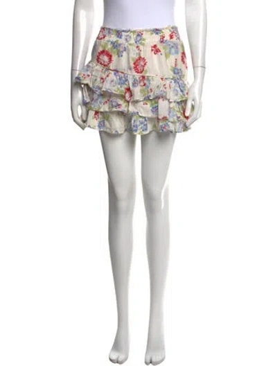 Pre-owned Loveshackfancy Floral Print Mini Skirt In Neutrals