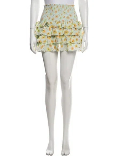 Pre-owned Loveshackfancy Floral Print Mini Skirt In Neutrals