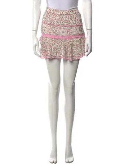 Pre-owned Loveshackfancy Floral Print Mini Skirt In Neutrals