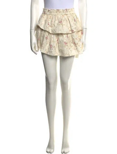 Pre-owned Loveshackfancy Floral Print Mini Skirt In Neutrals