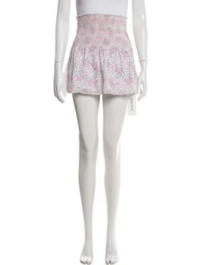 Pre-owned Loveshackfancy Floral Print Mini Skirt In Neutrals